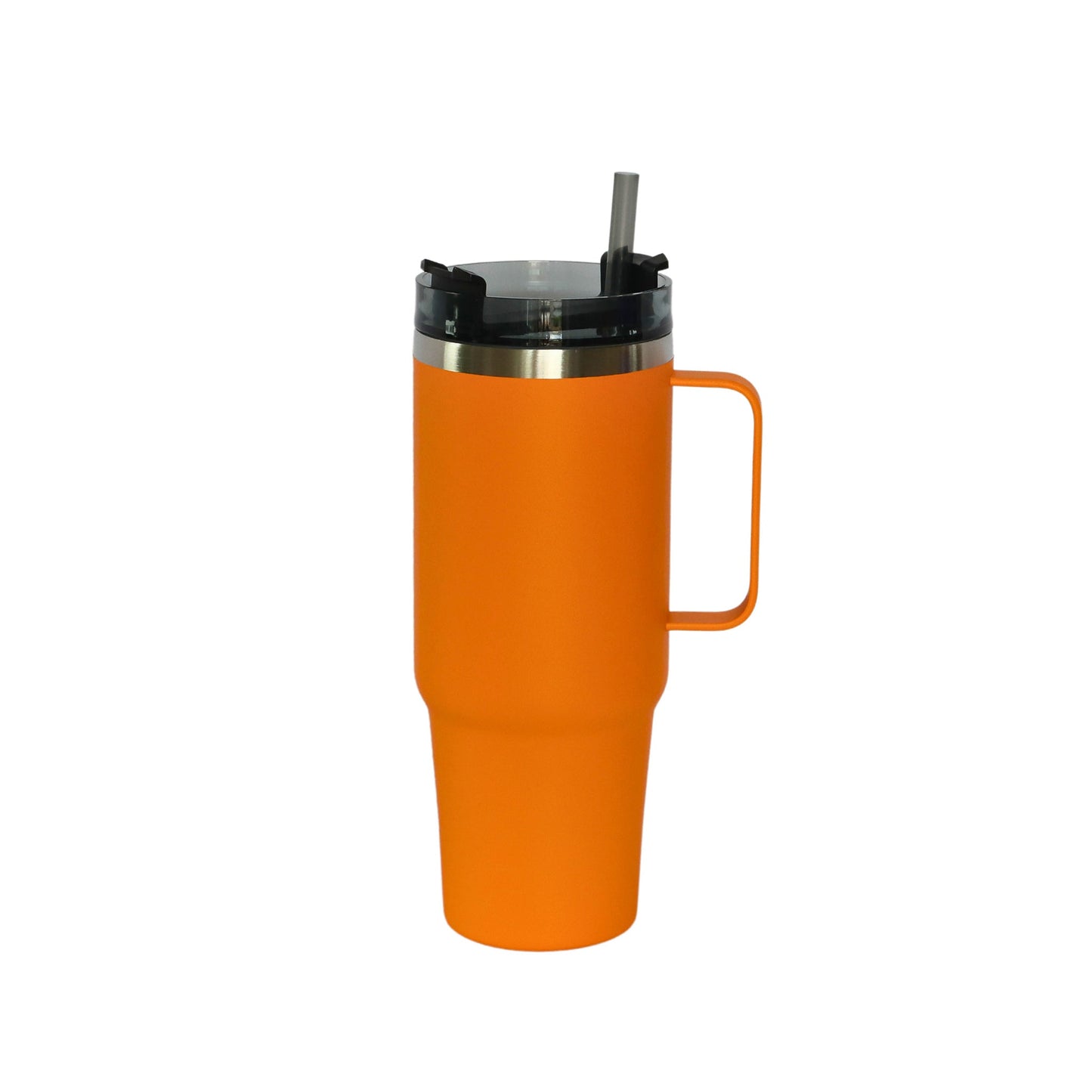 30 Oz Stainless Steel Tumbler with Handle & Straw - Orange by Creative Gifts