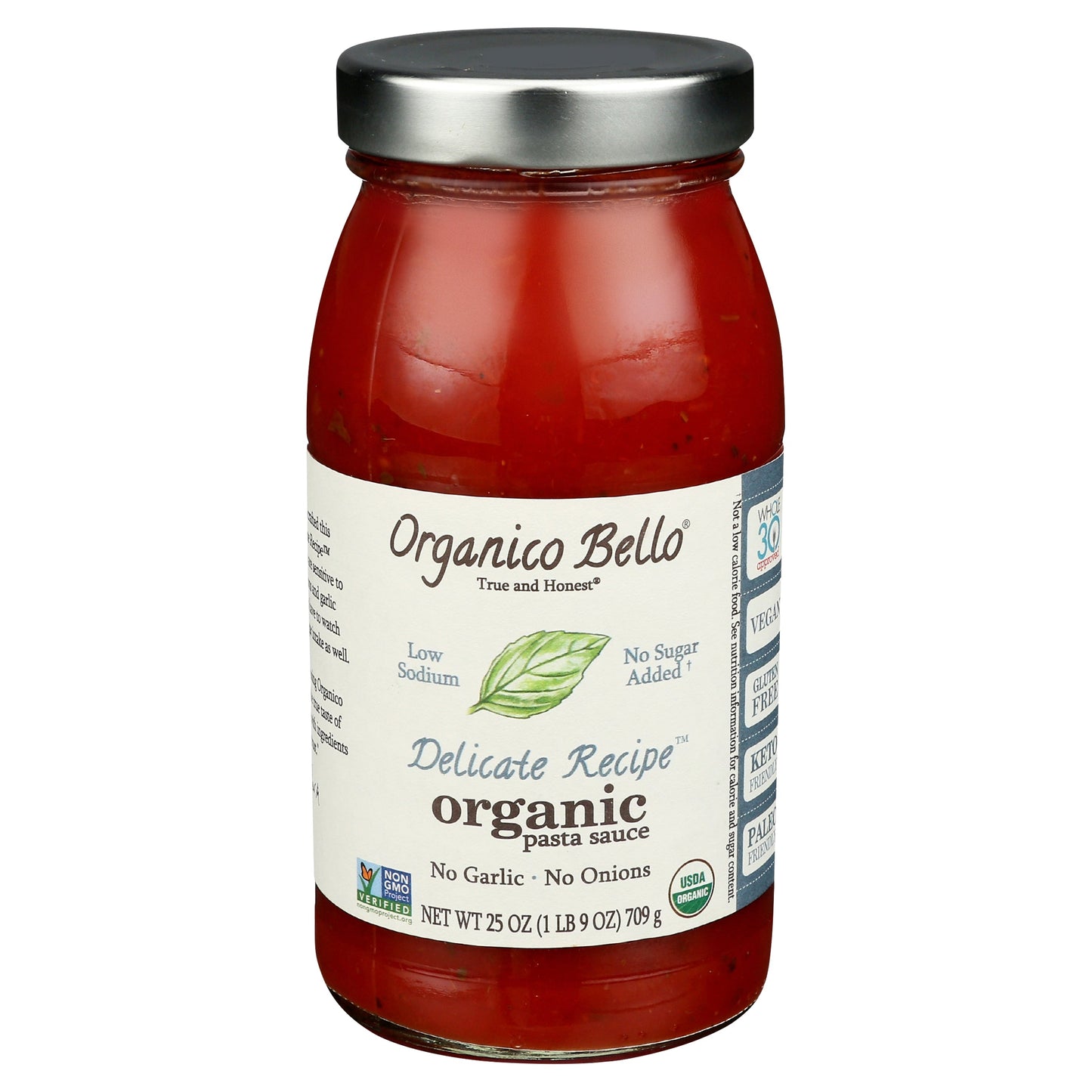 Organico Bello Delicate Tomato Sauce, 6 x 25 oz Packs