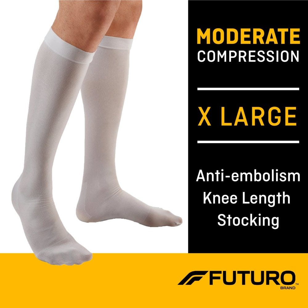 Futuro Anti-Embolism Stockings Knee High Closed Toe White X- Large 1Pr