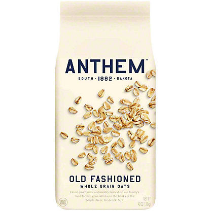 Anthem Oats Whole-Grain Old-Fashioned Oatmeal - 40 Oz Canister (Case of 6)