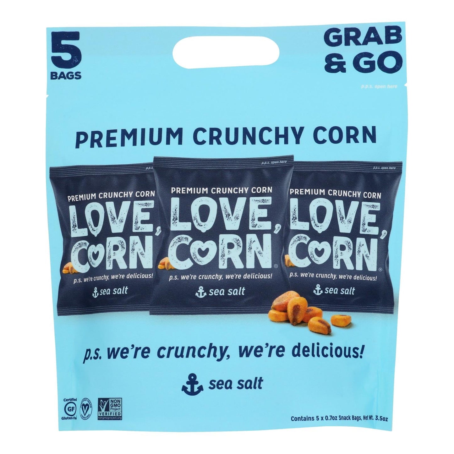 Love Corn Roasted Sea Salt Corn Chips - 3.5 oz, Multipack Case of 8