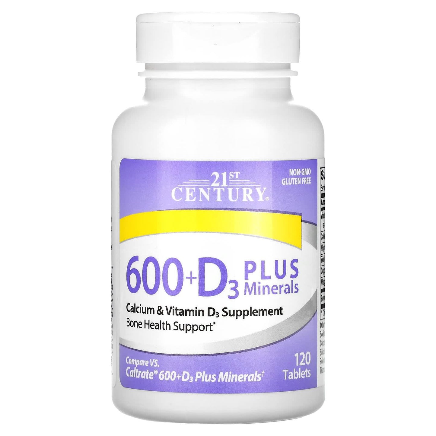21st Century Calcium 600 D3 Min Tablet 120 Ct