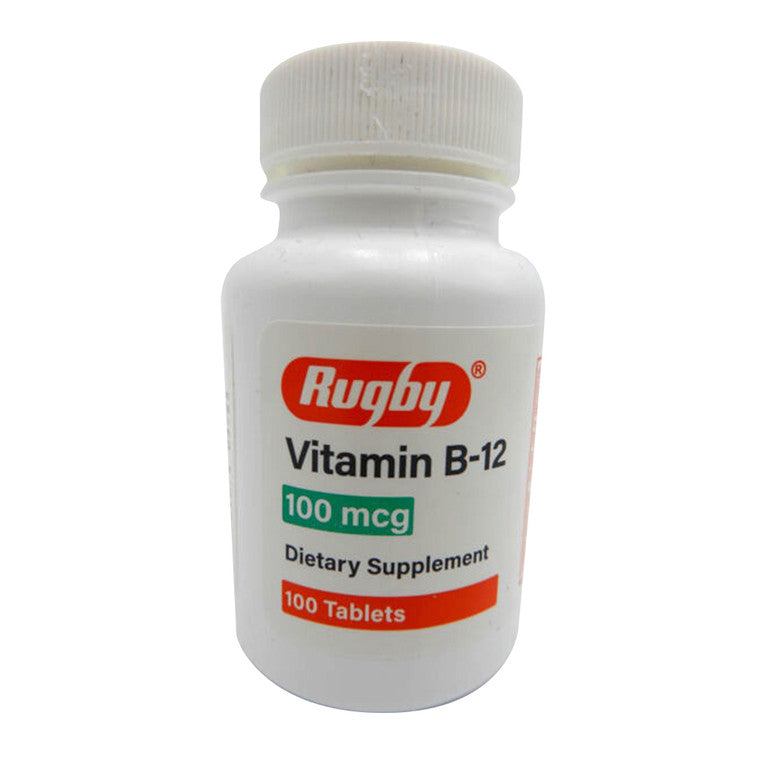 Rugby® Vitamin B-12 100 mcg - Energy & Nervous System Support - 100 Tablets