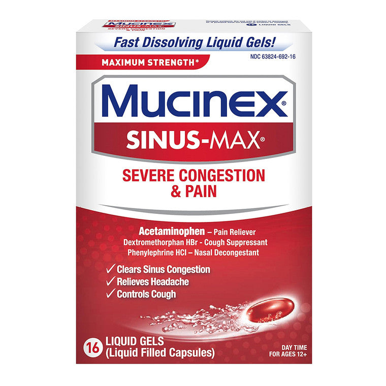 Mucinex® Maximum Strength Severe Congestion & Pain – 16 Liquid Gels