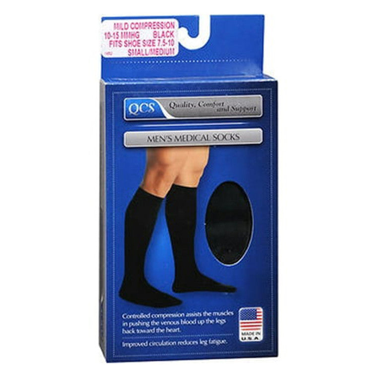 Loving Comfort Dress Socks Knee High Closed Toe Men's 10-15Mmhg Black -Small/Medium