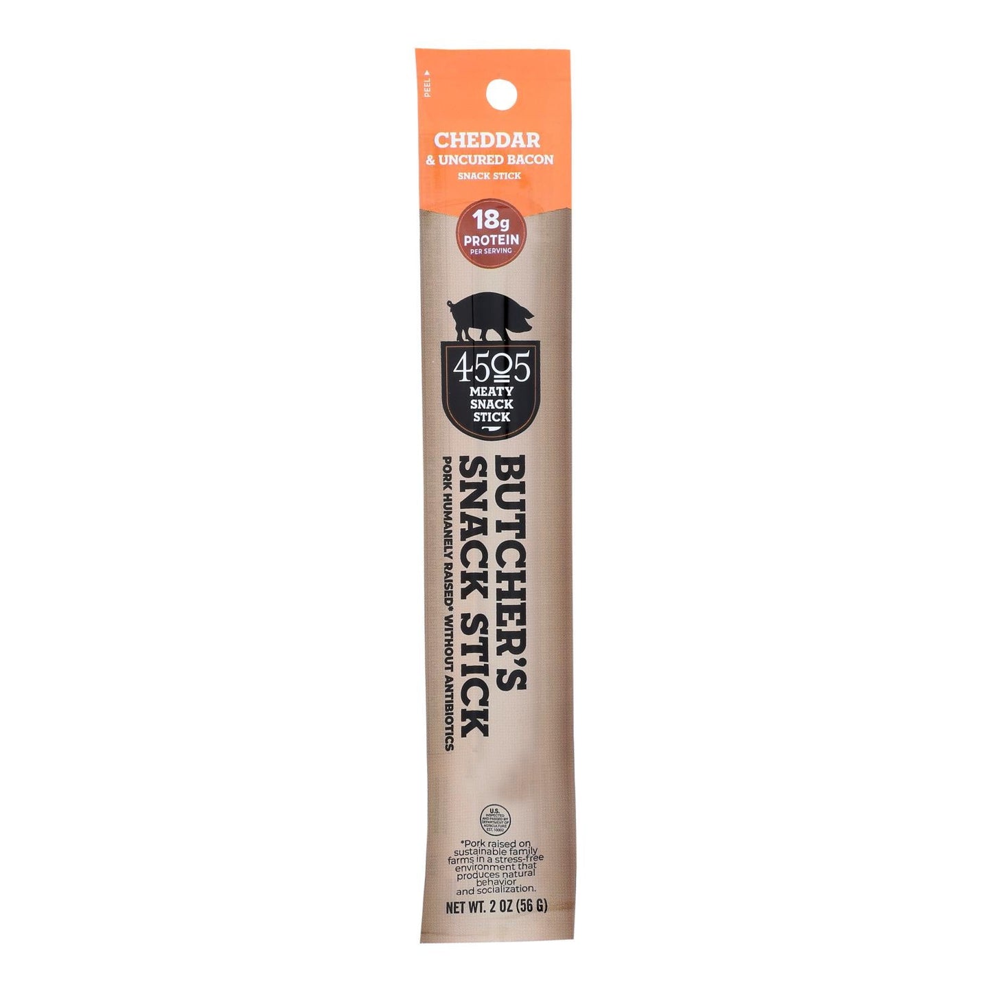 4505 Butcher Sausage Links, Cheddar & Bacon, Humanely Raised Pork, Case of 12 (2 oz)