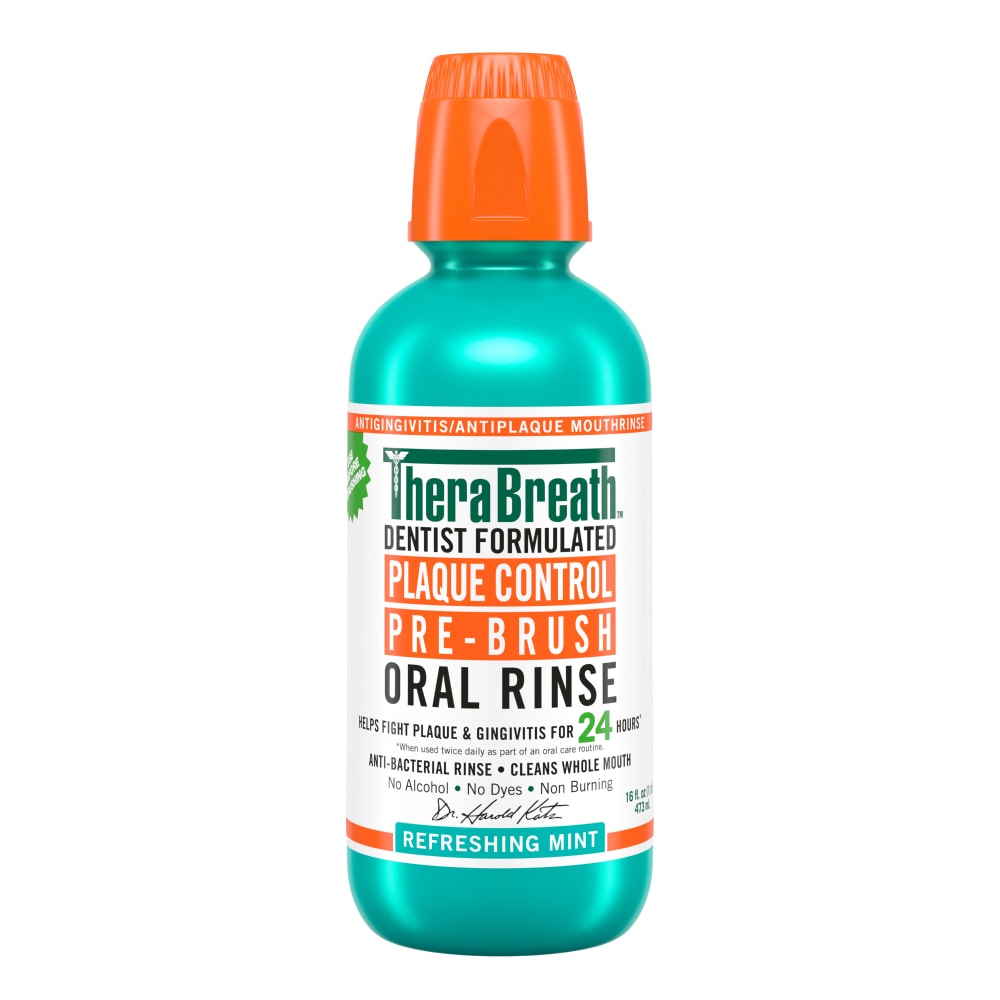Therabreath Plaque Control Pre-Brush Oral Rinse Refreshing Mint 16 Oz