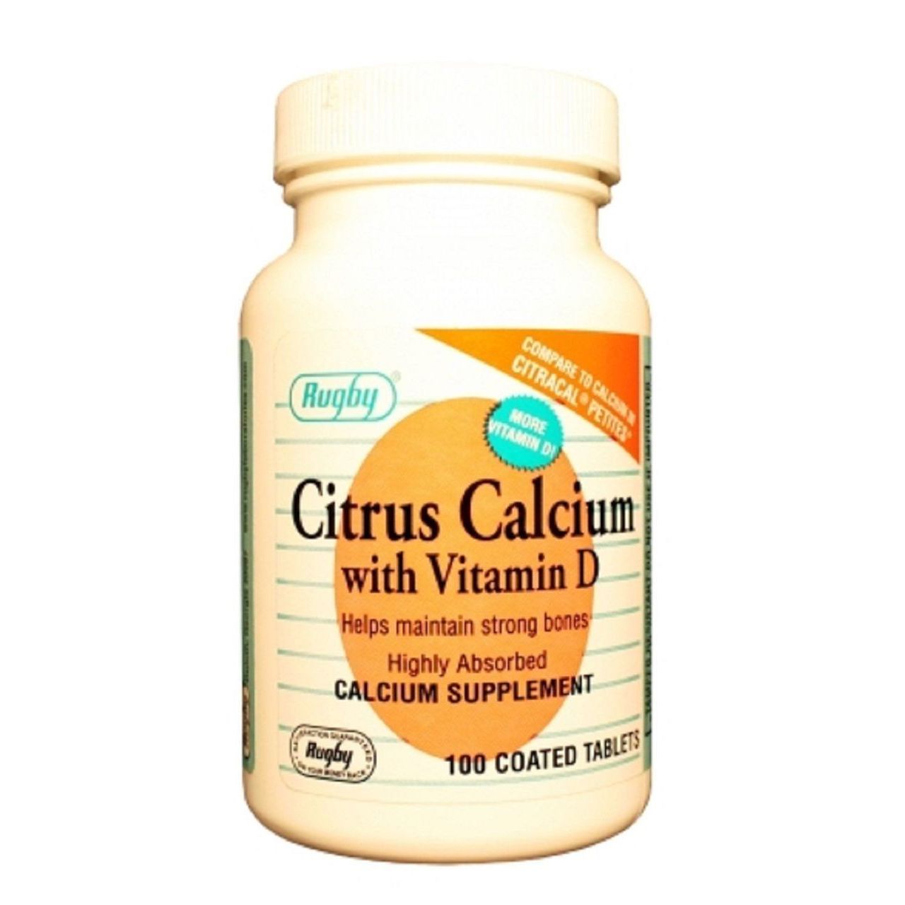 Rugby Citrus Calcium W/ Vitamin D - 100 Tabs