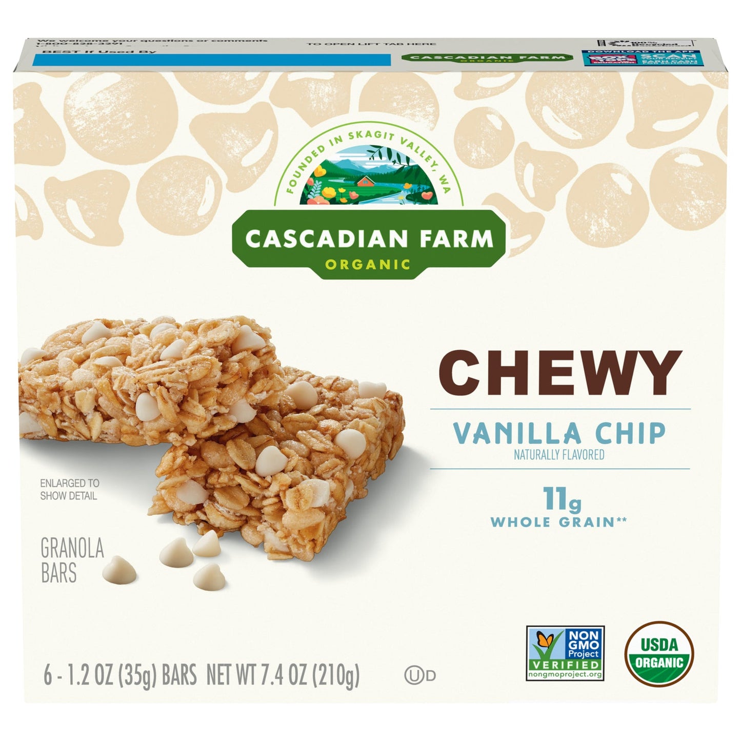 Cascadian Farm Organic Chewy Vanilla Chip Granola Bars 7.4 oz (Pack of 12)