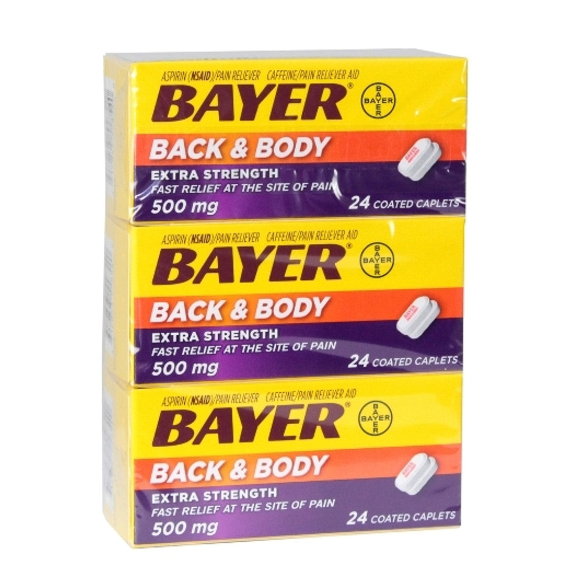 Bayer® Extra Strength Aspirin – 500 mg Coated Caplets (24 Count Box)