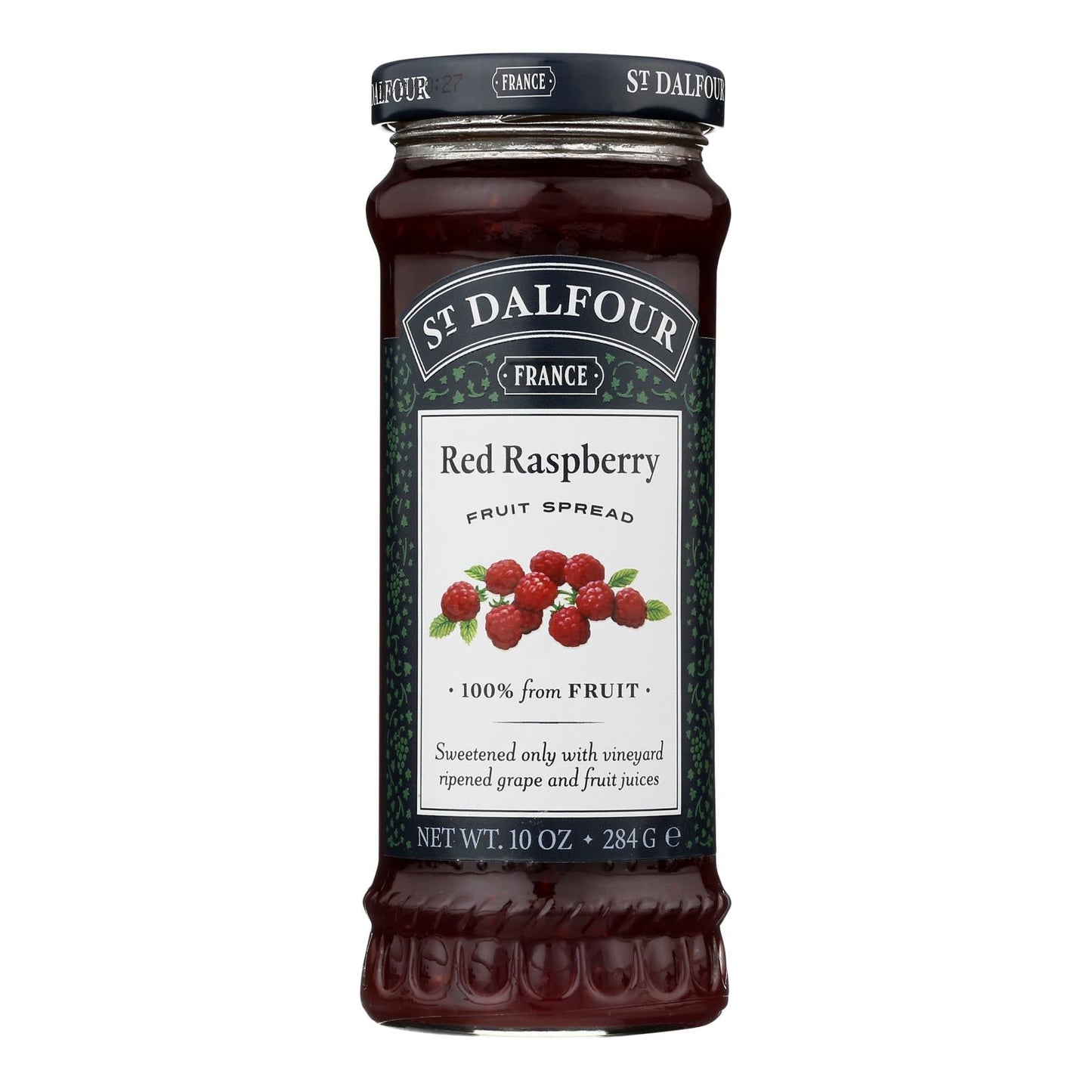 St. Dalfour Red Raspberry Fruit Spread, 100% Fruit, 10 oz. Jars, Case of 6