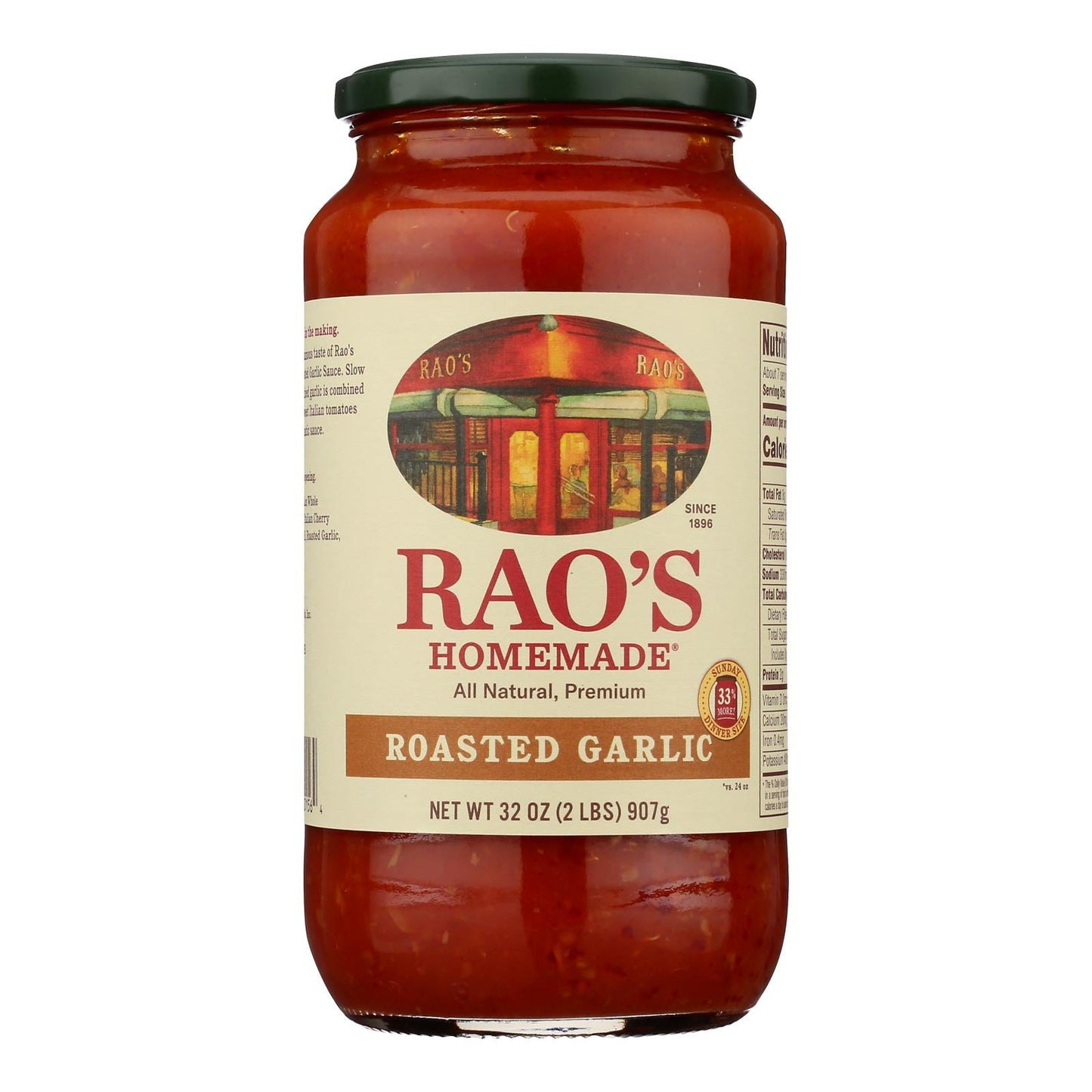 Rao's Roasted Garlic Pasta Sauce - Pack of 6 - 32 oz - Authentic Italian Flavor