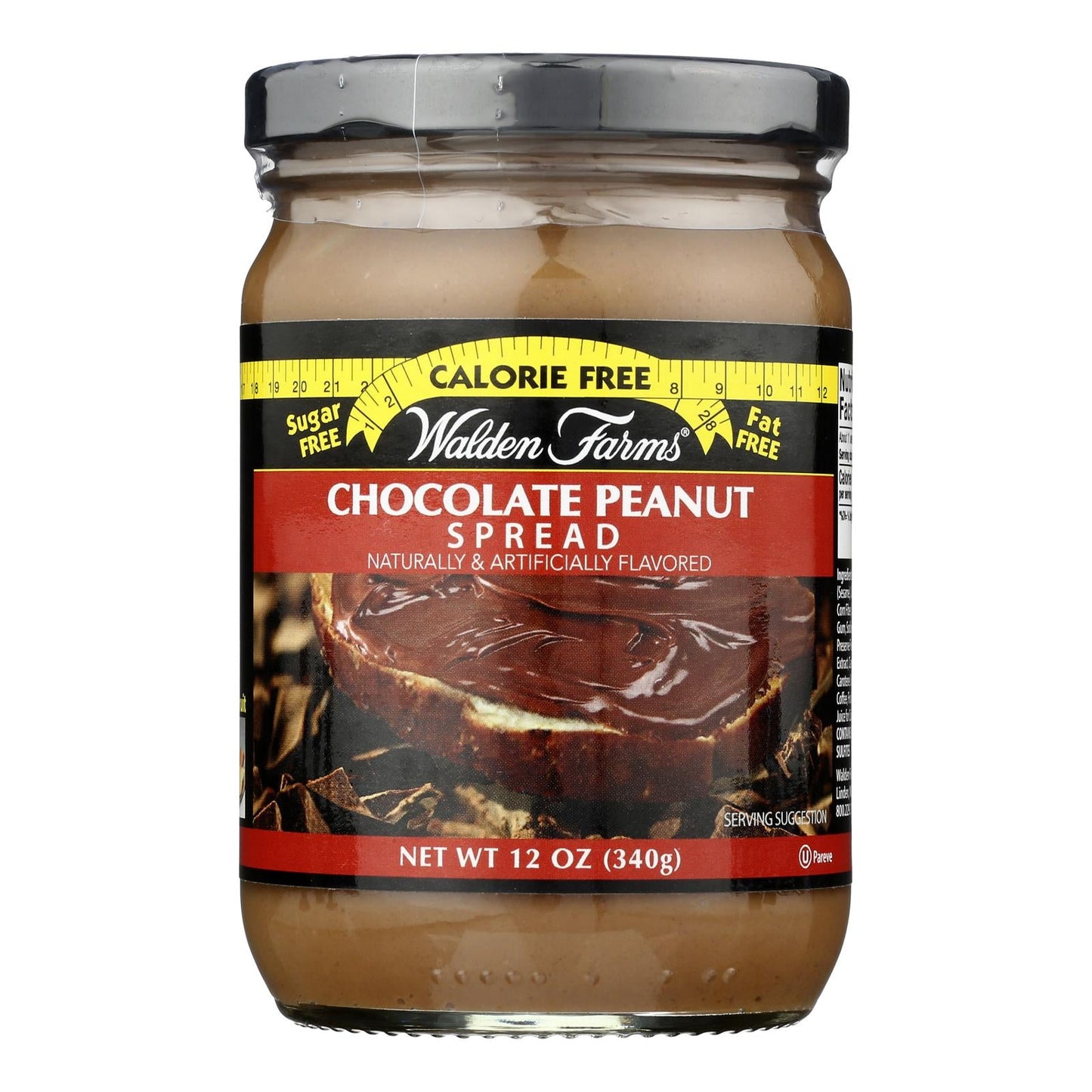 Walden Farms Chocolate Peanut Spread - Sugar-Free, Calorie-Free - 12 oz - Pack of 6