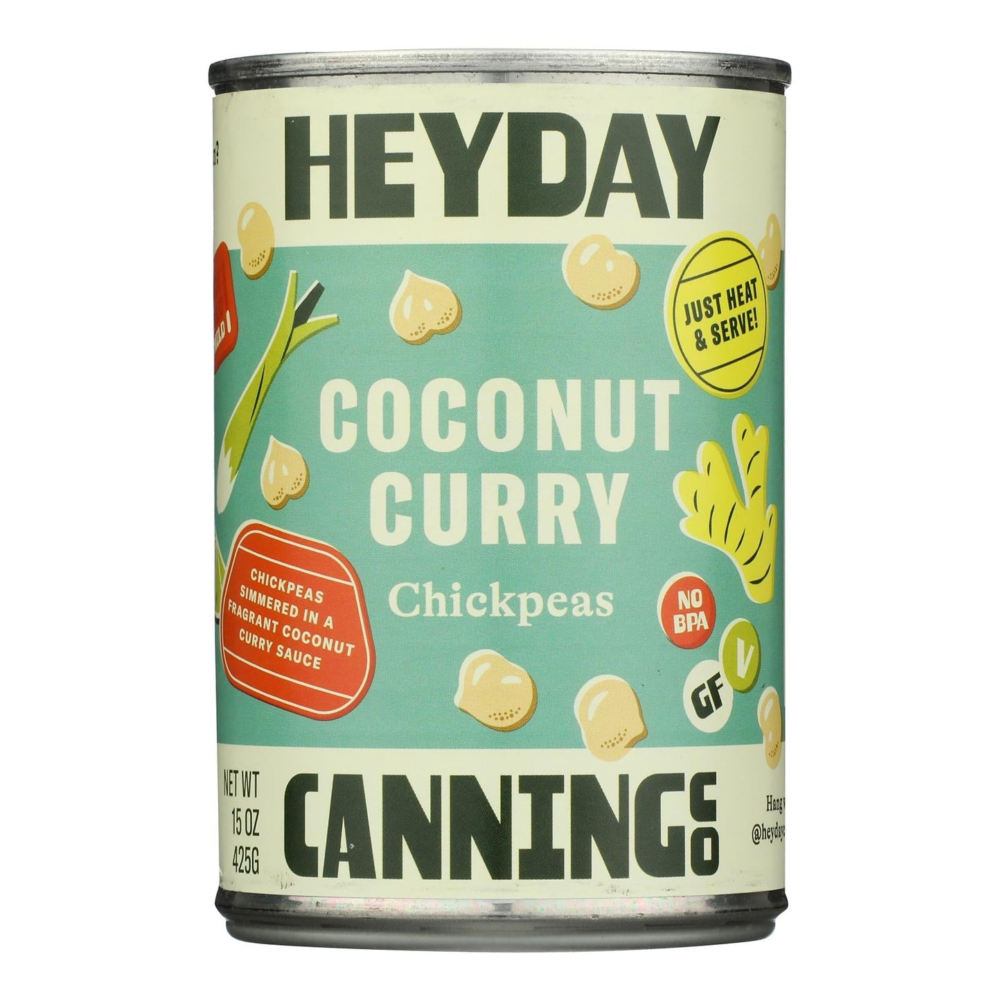 Heyday Canning Co. Chickpea Coconut Curry (Pack of 12) - 15 oz - Vegan & Gluten-Free