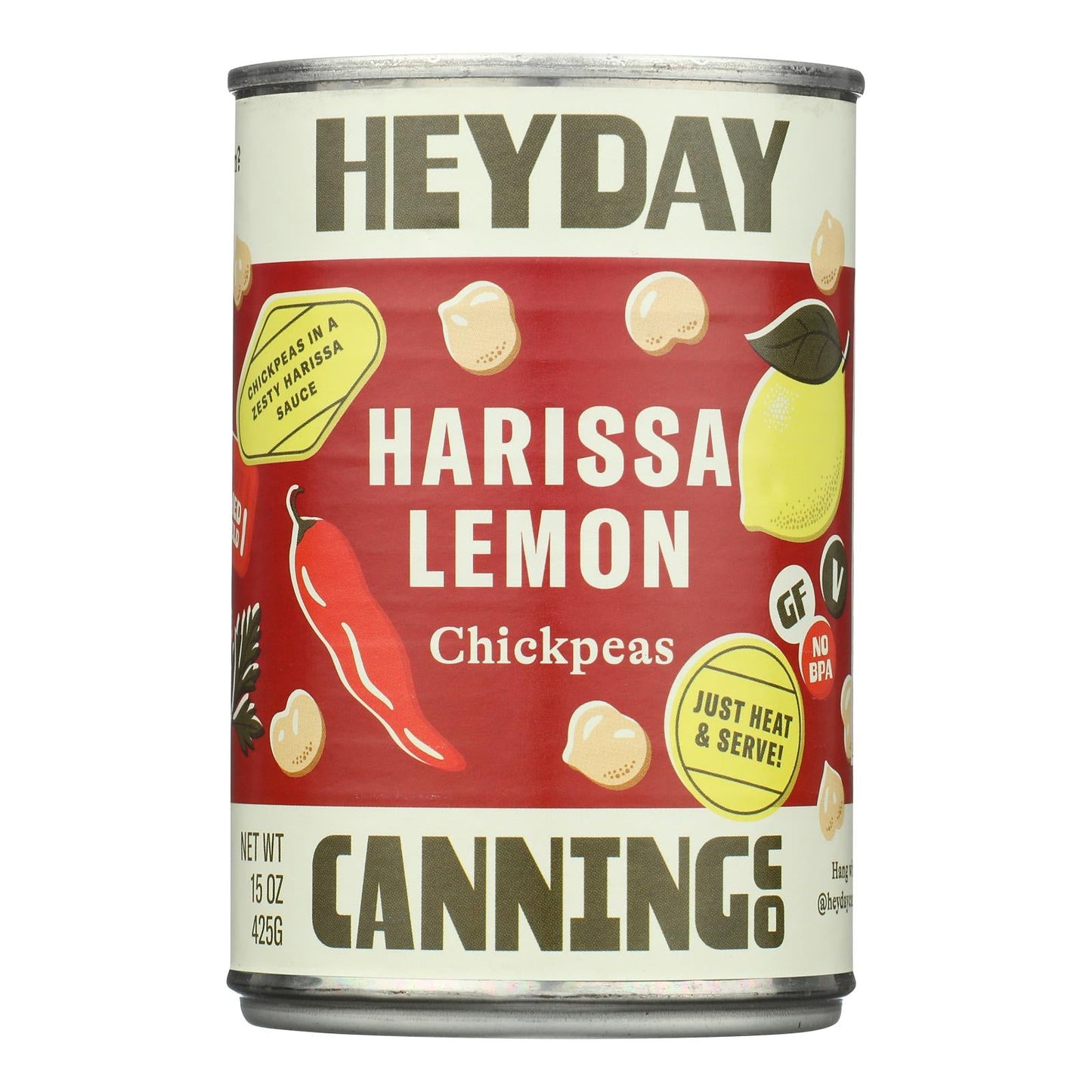 Heyday Canning Co. Chickpeas - Harissa Lemon - 15 oz (Pack of 12)
