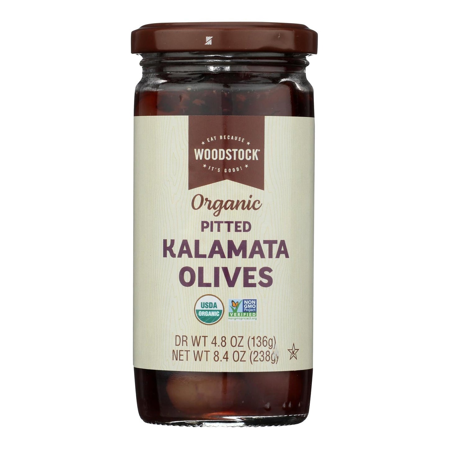 Woodstock Olivs Organic Kalamata Pitted Olives, 8.4 oz, (Pack of 12)
