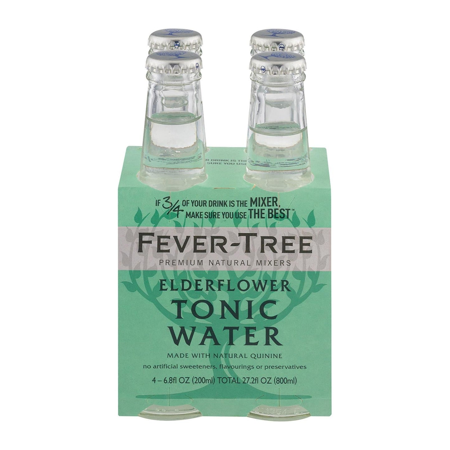 Fever-Tree Elderflower Tonic Water, Premium Mixer | 6 x 6.8 Fl Oz. Glass