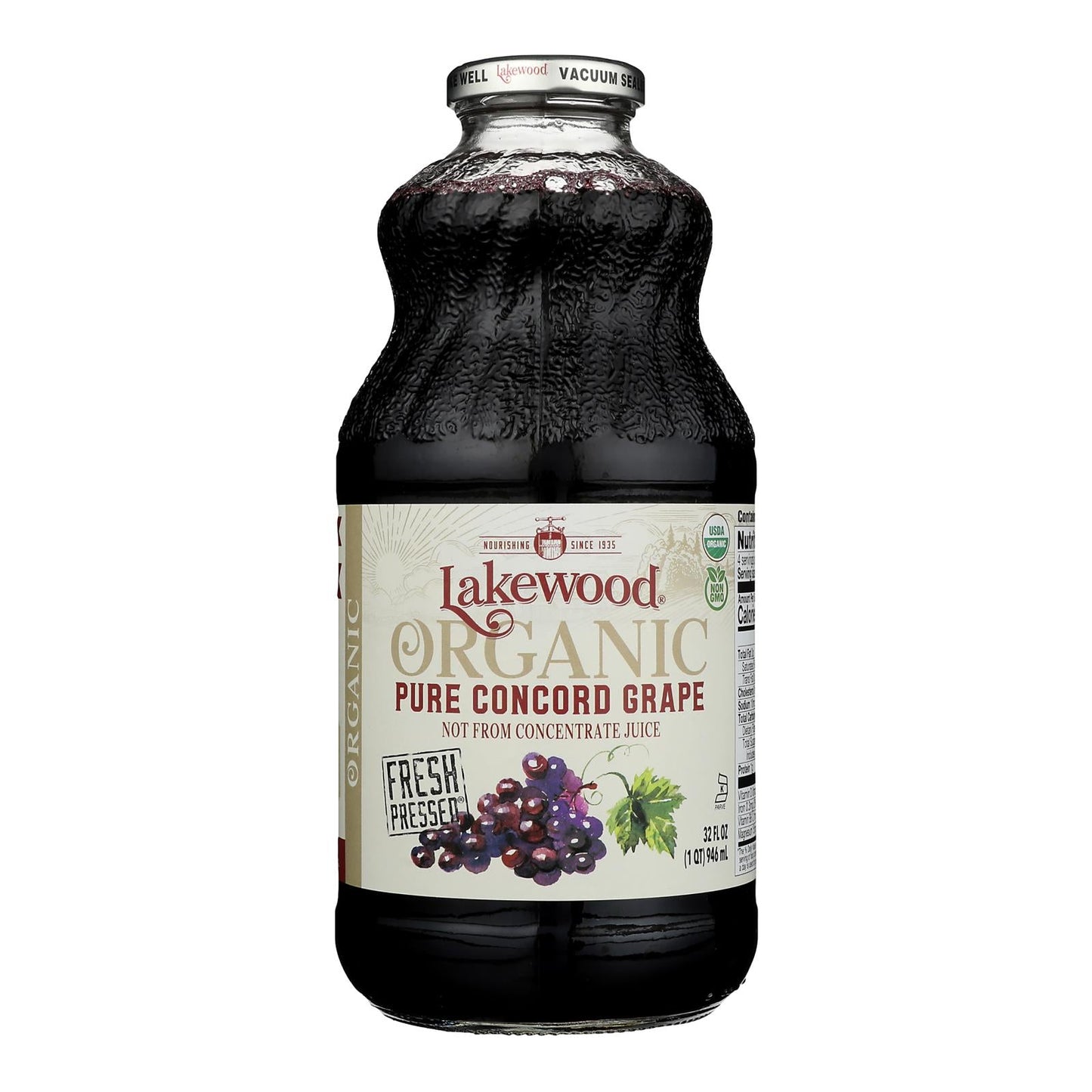 Lakewood Organic Concord Grape Juice, 32 Fl Oz - Pack of 6