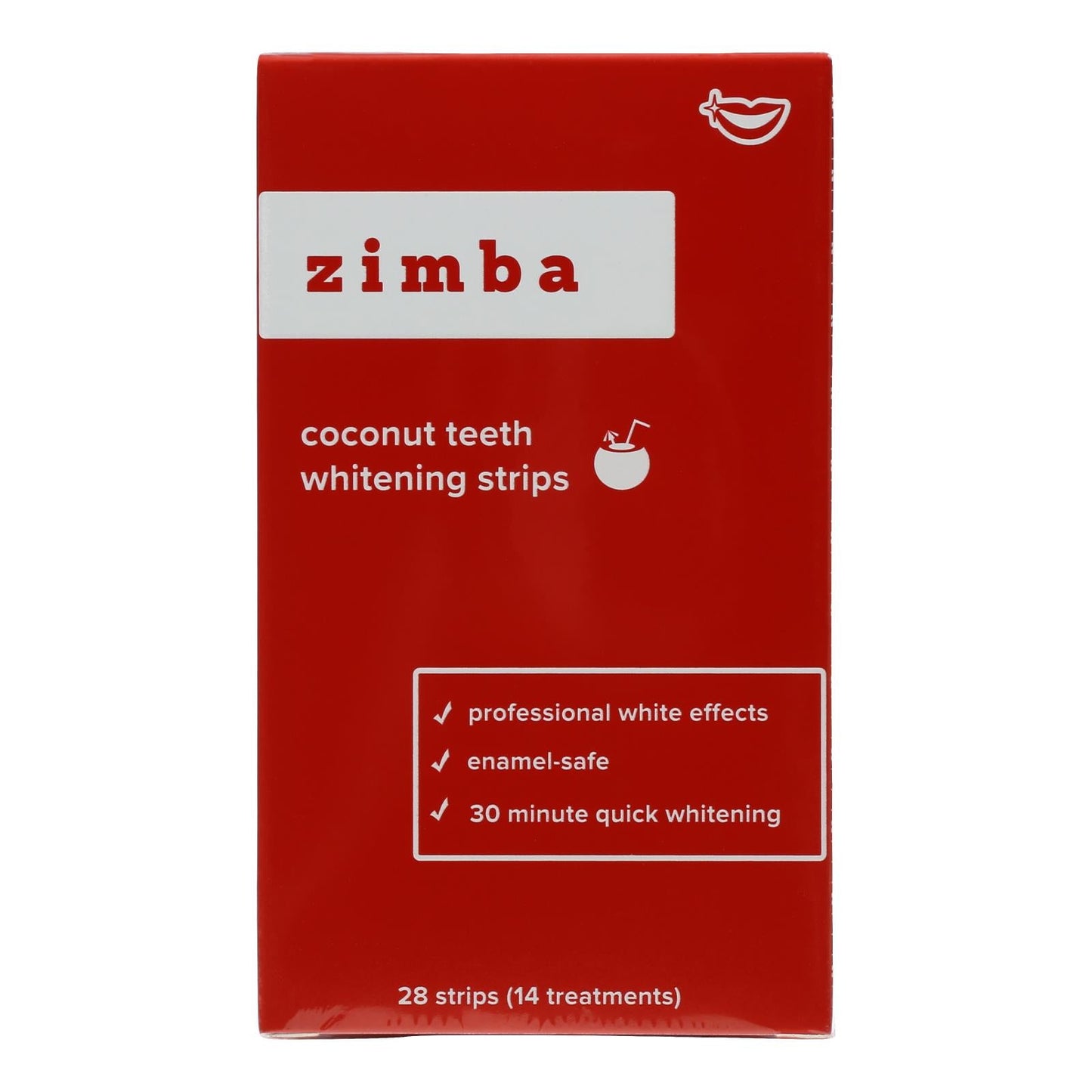 Zimba Coconut Teeth Whitening Strips, Enamel-Safe Formula, Pack of 6 (28 Count)