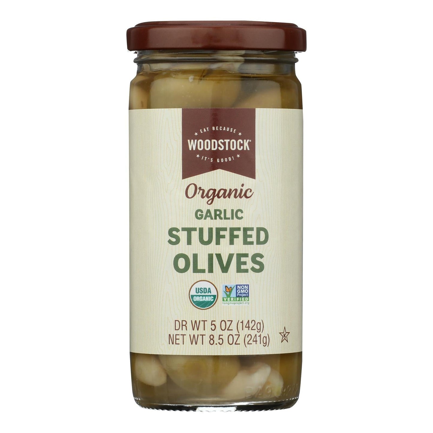 Woodstock Garlic Stuffed Olives, 8.5 oz (Pack of 12)