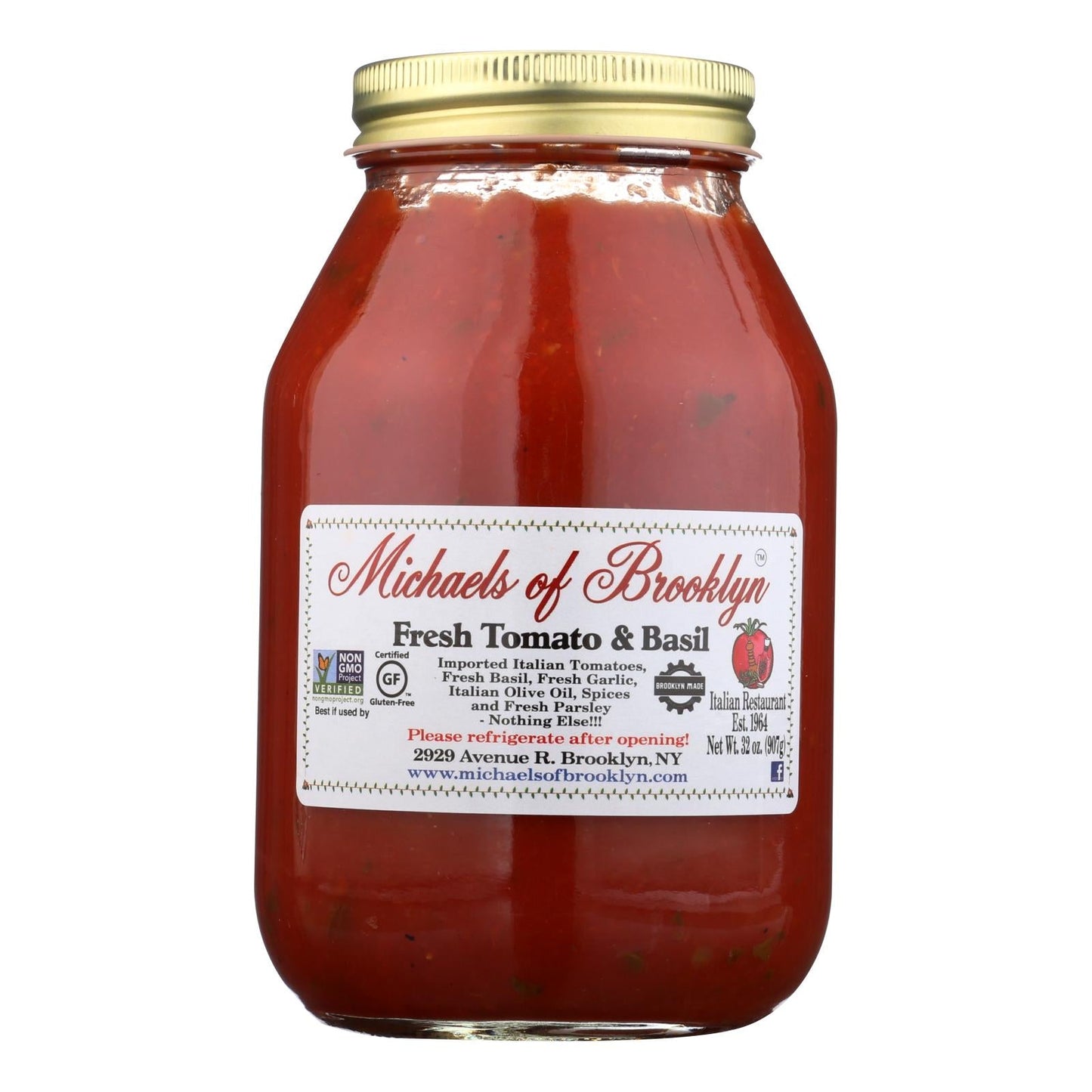 Michael's Of Brooklyn Fresh Tomato Basil Pasta Sauce - 32 Oz - 6 Pack