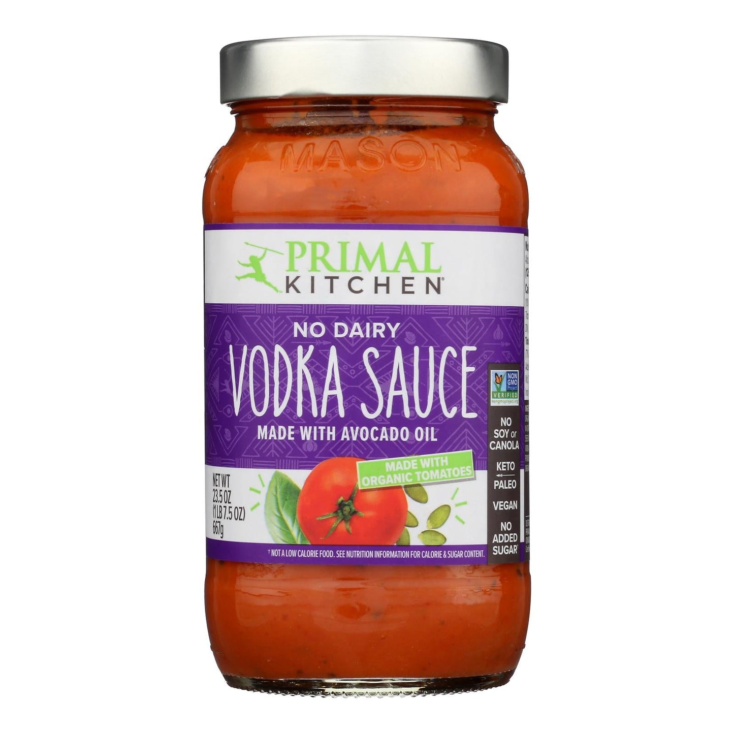 Primal Kitchen Organic Vodka Sauce, No Dairy, 23.5 oz (Pack of 6)