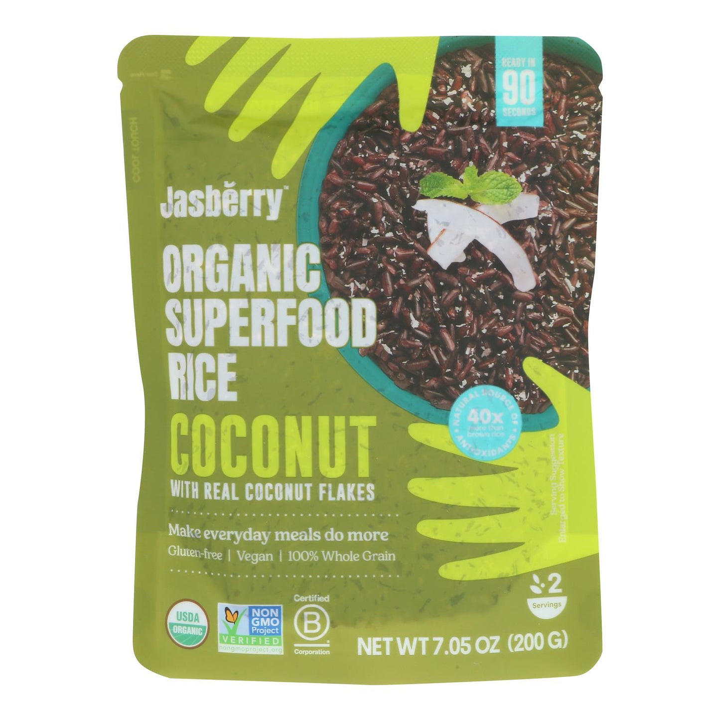 Jasberry Rice, Organic & Superfood Blend with Coconut, 6 x 7.05 Oz Pouches