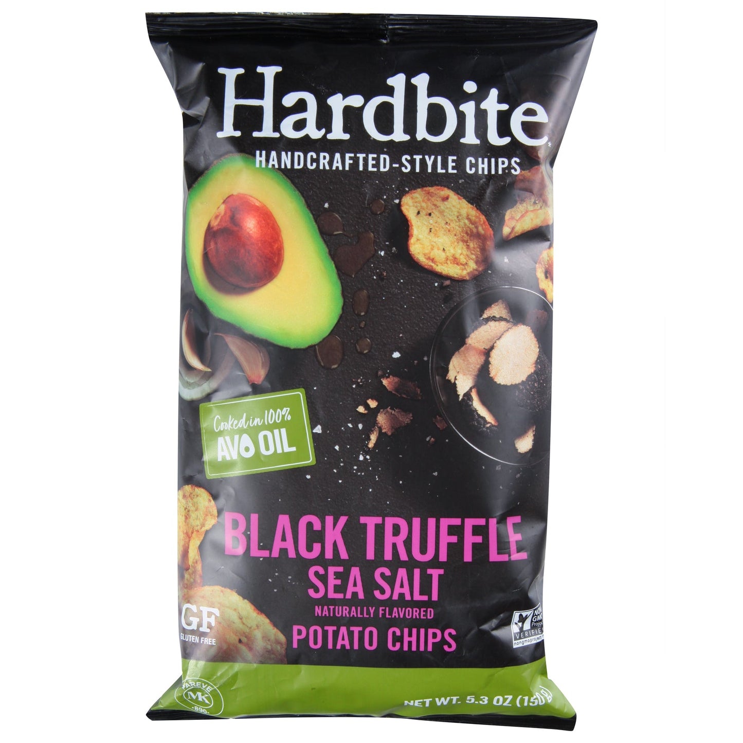 Hardbite Chips Black Truffle & Avocado Potato Chips - Pack of 6 (5.3 oz Bags)