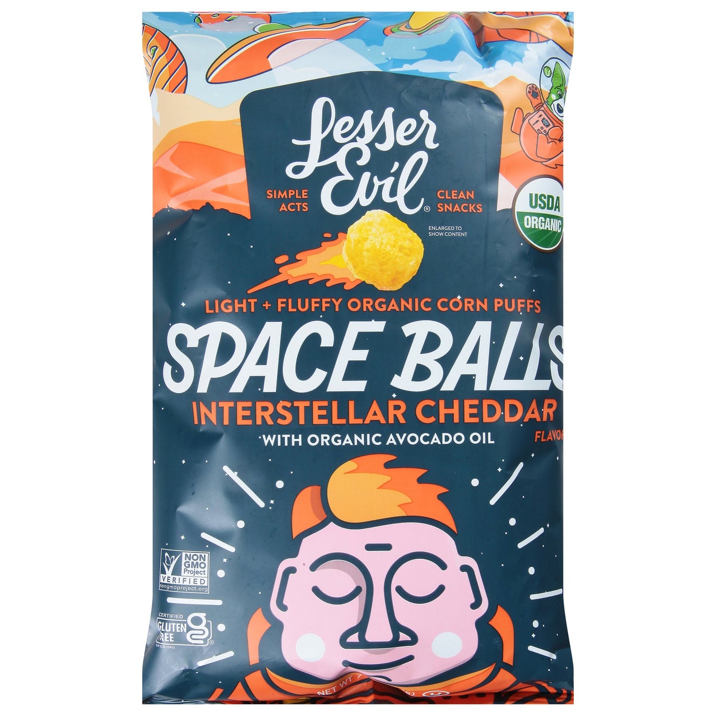 Lesser Evil Cosmic Rings Organic Cereal Puffs - 12 Bags of 7 oz