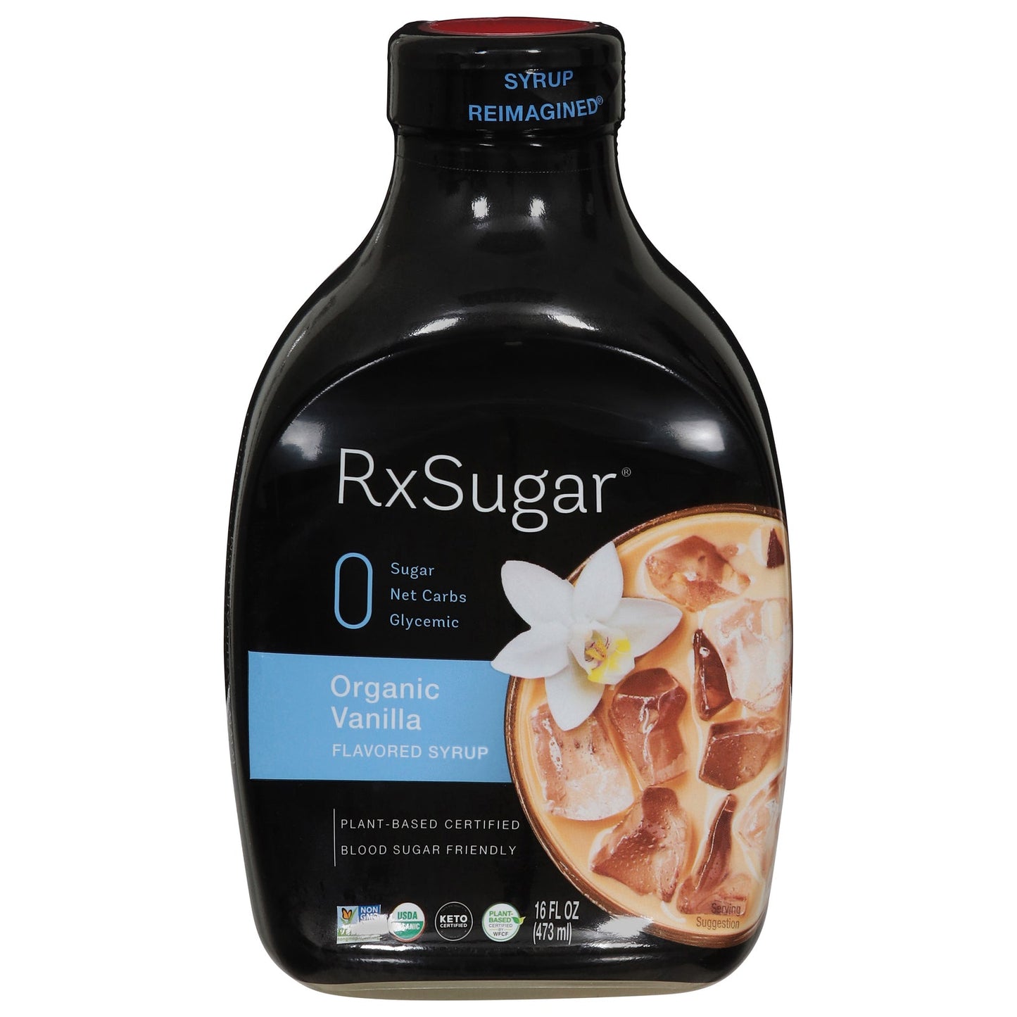 RxSugar Vanilla Syrup, Organic, Sugar-Free, 6-Pack (16 fl oz Each)