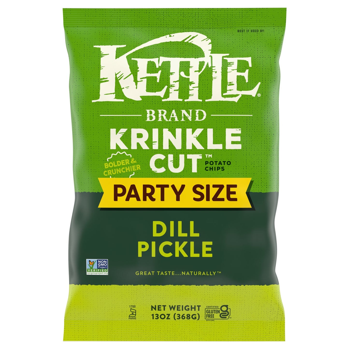 Kettle Brand Krinkle Cut Dill Pickle Chips, 9-13 Oz Bag, 9 Count Case