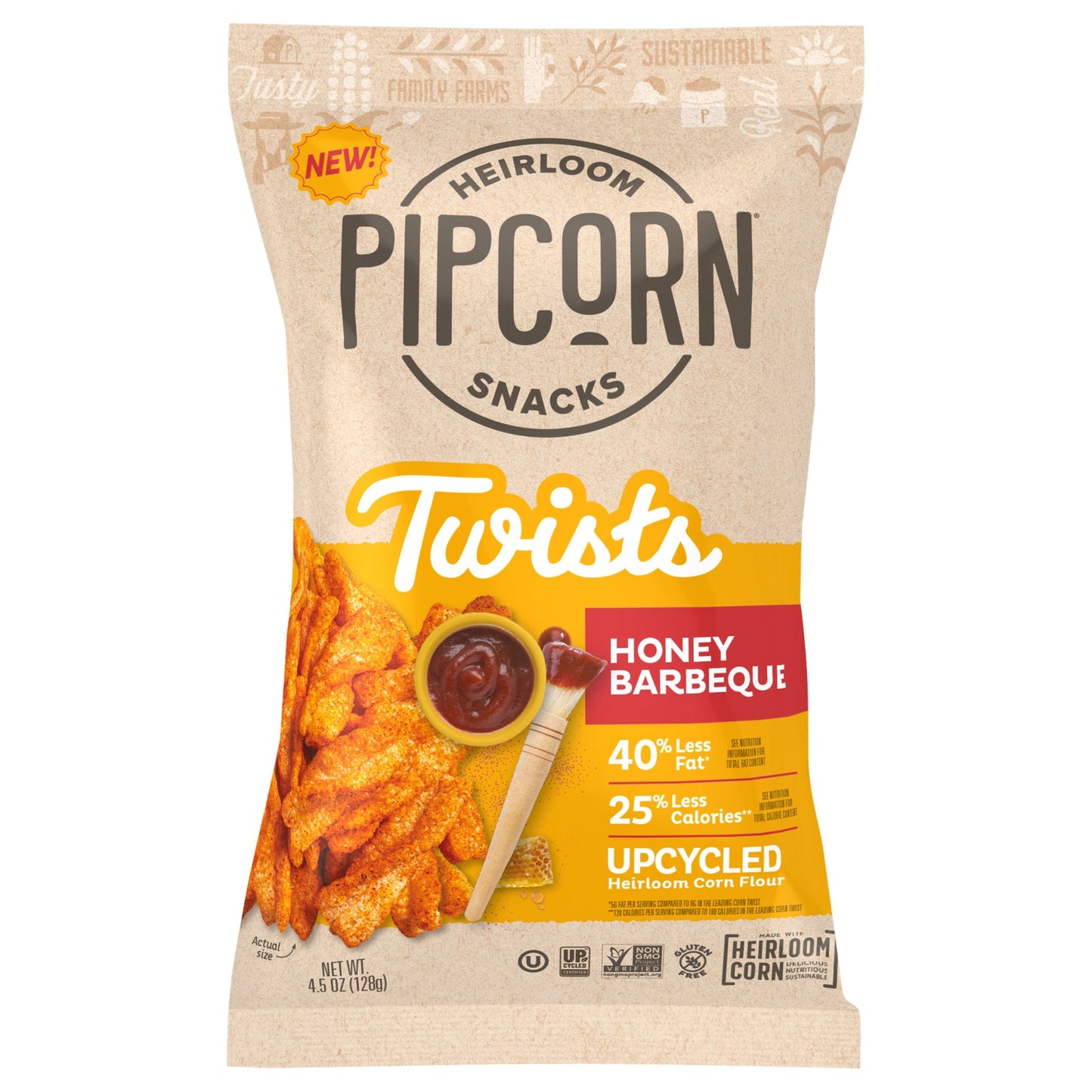 Pipcorn Twists Honey BBQ - 4.5 Oz, 12 Pack