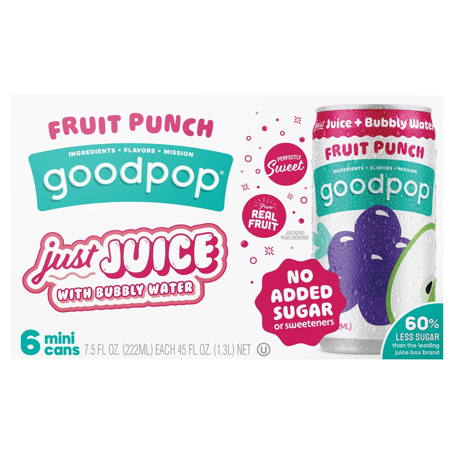 GoodPop Sparkling Water Fruit Punch - Pack of 4 (6/7.5 fl oz )