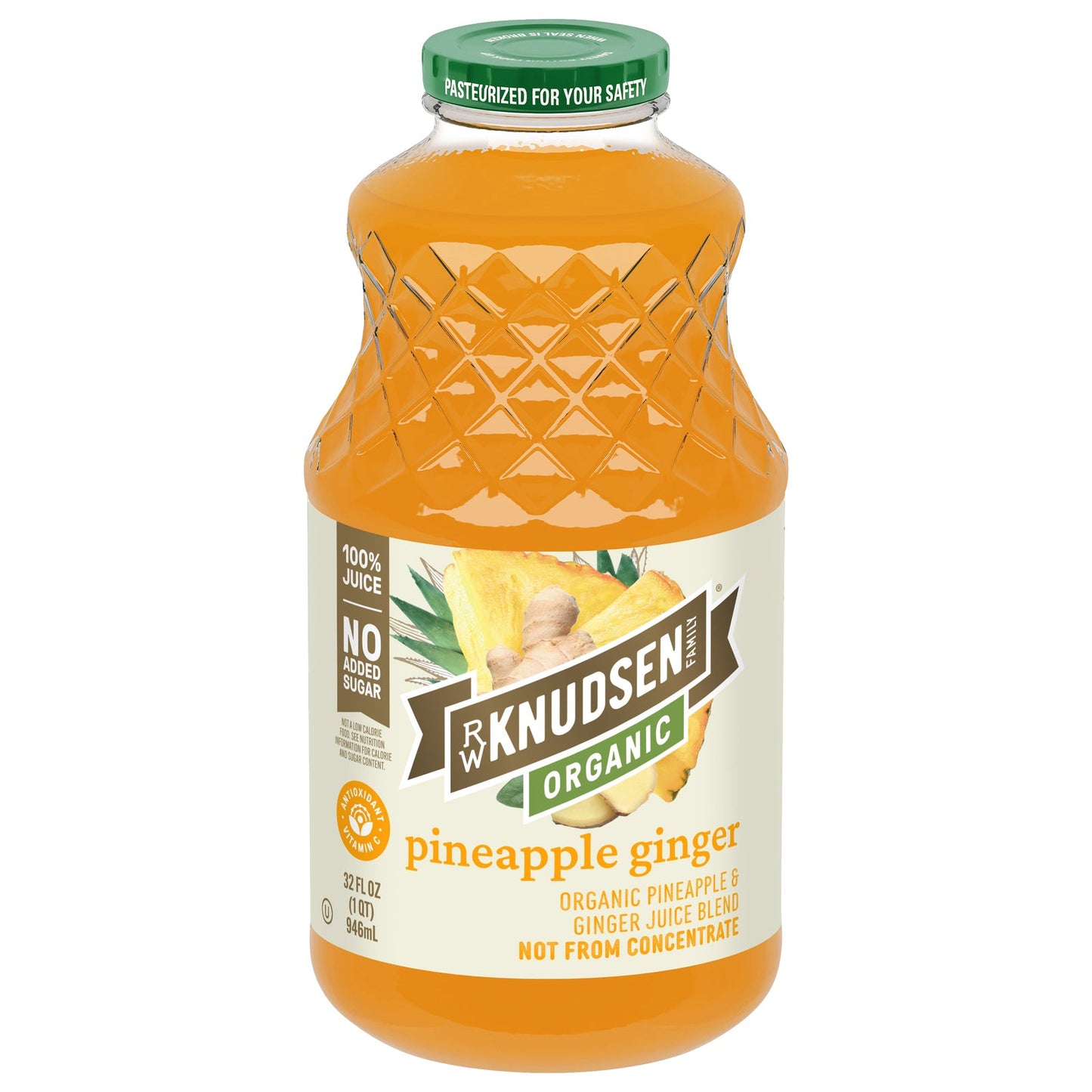 Rw Knudsen Family Organic Pineapple Ginger Juice, 32 oz (6 Count)