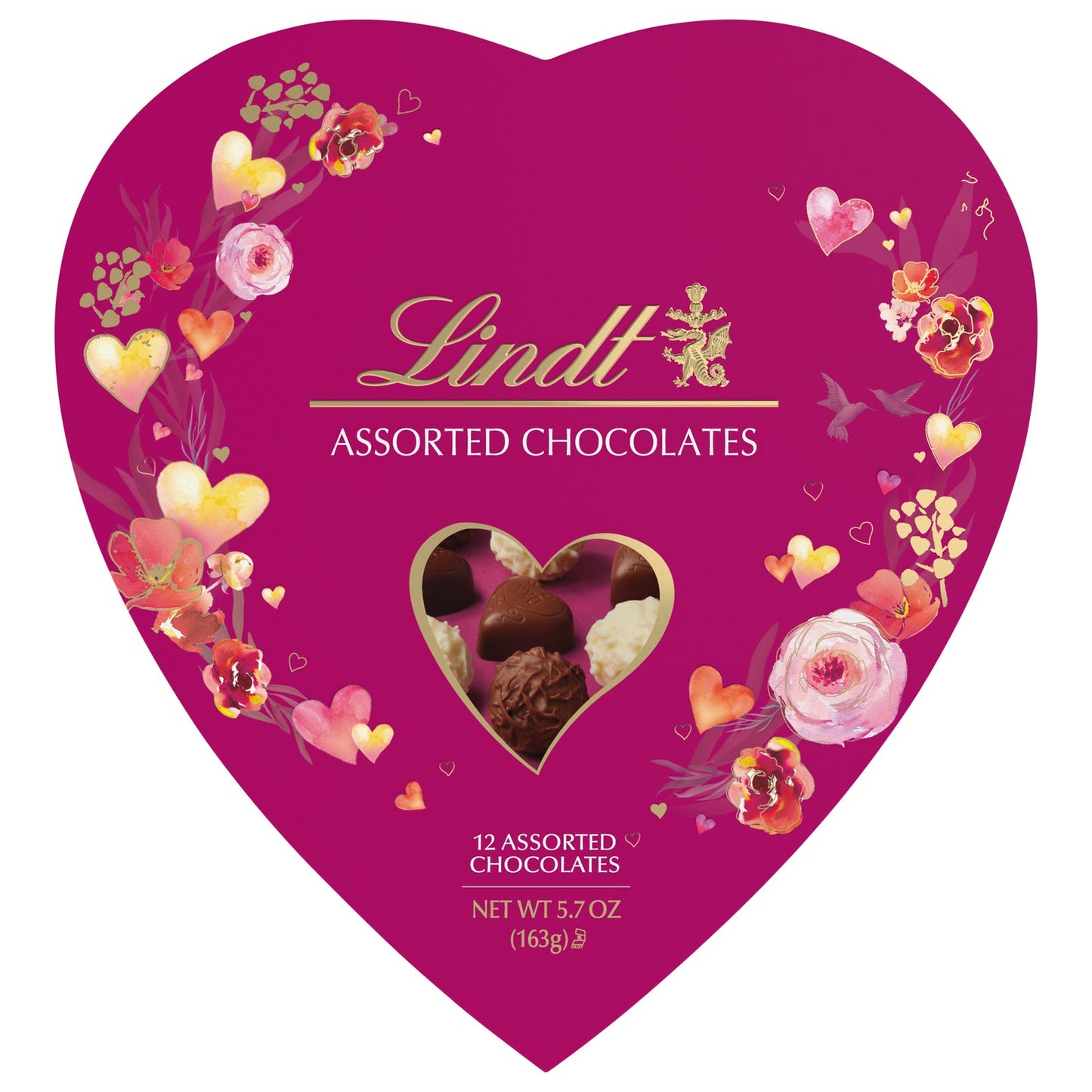 Lindt Chocolate Classic Heart Assortment - 5.7 oz - 6 Count Gift Box