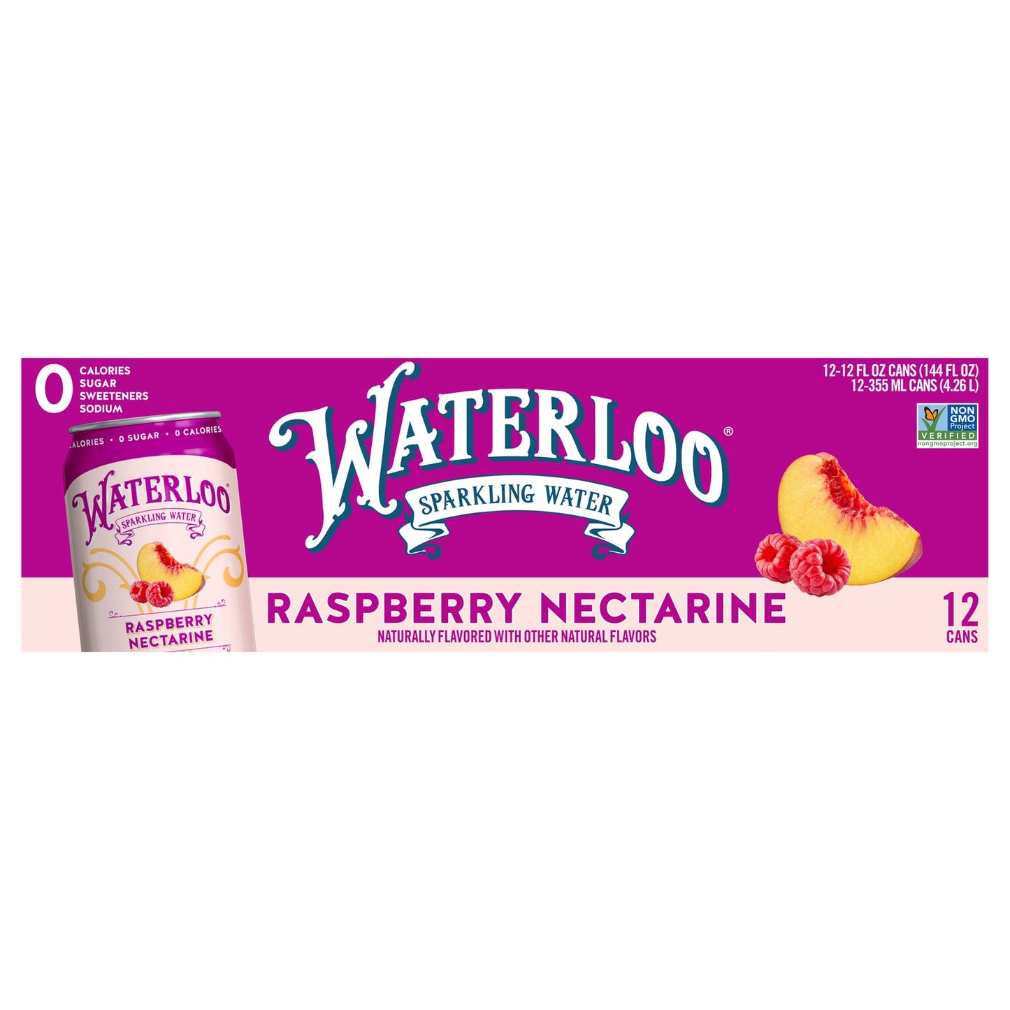 Waterloo Sparkling Water, Raspberry Nectarine, 24 (2 Packs of 12)