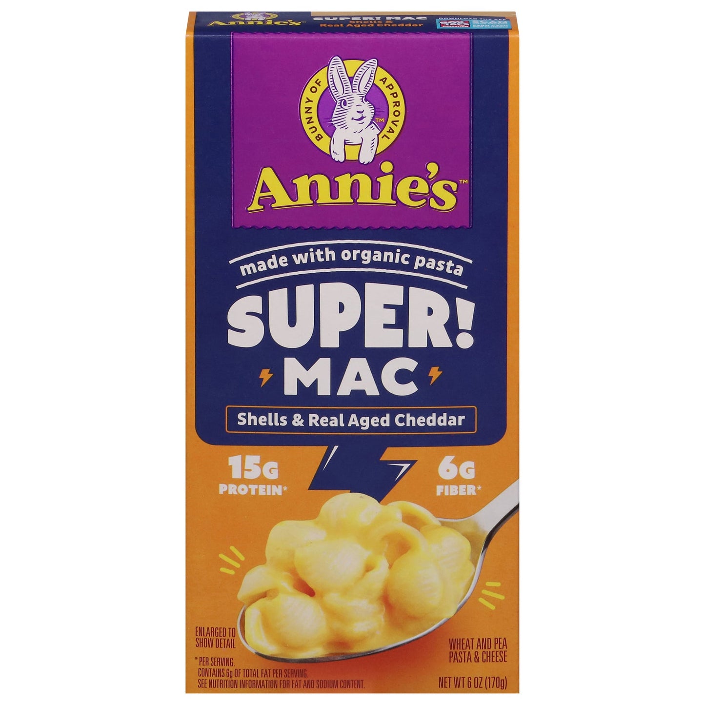 Annie's Homegrown Mac and Cheese Shells, Organic Cheddar, 12 of 6 oz Each