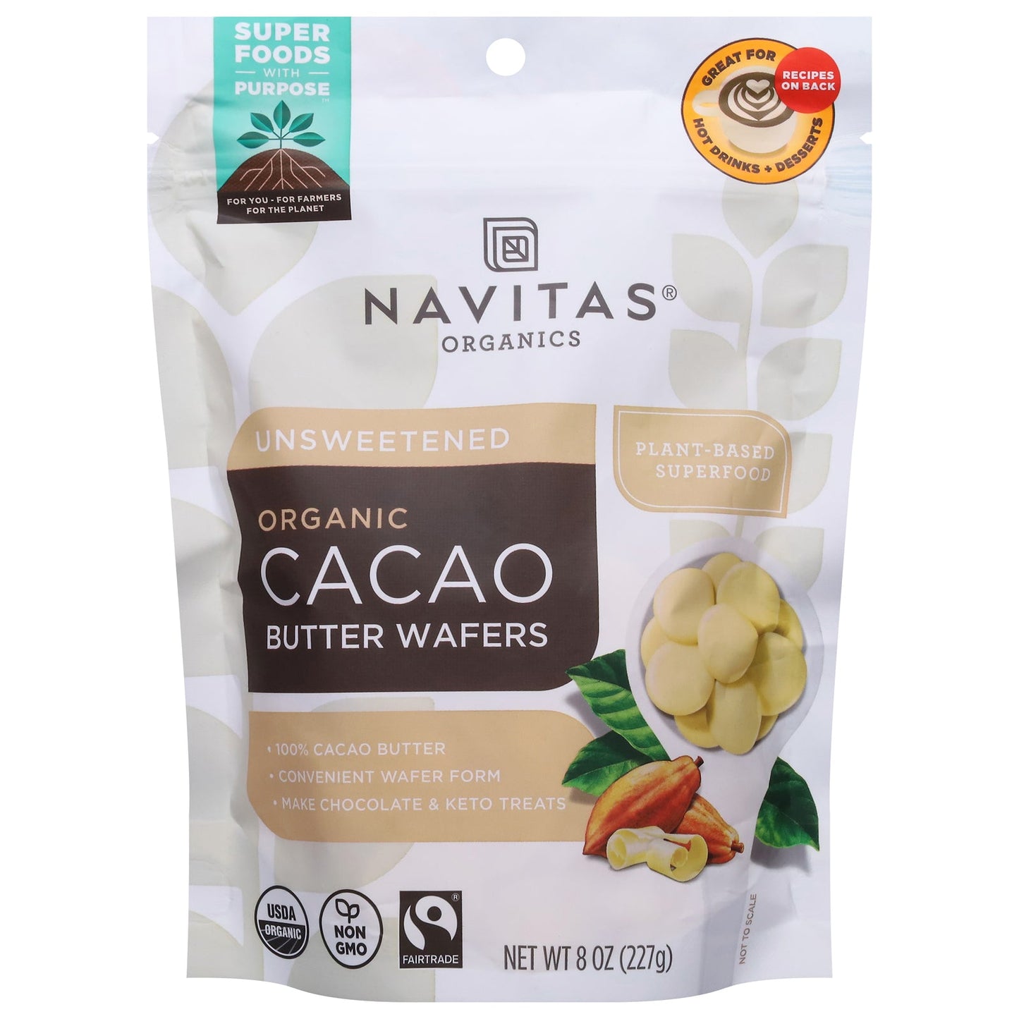 Navitas Organics Cacao Butter Wafers - 8 oz (Pack of 6) - Organic, Vegan, Keto-Friendly
