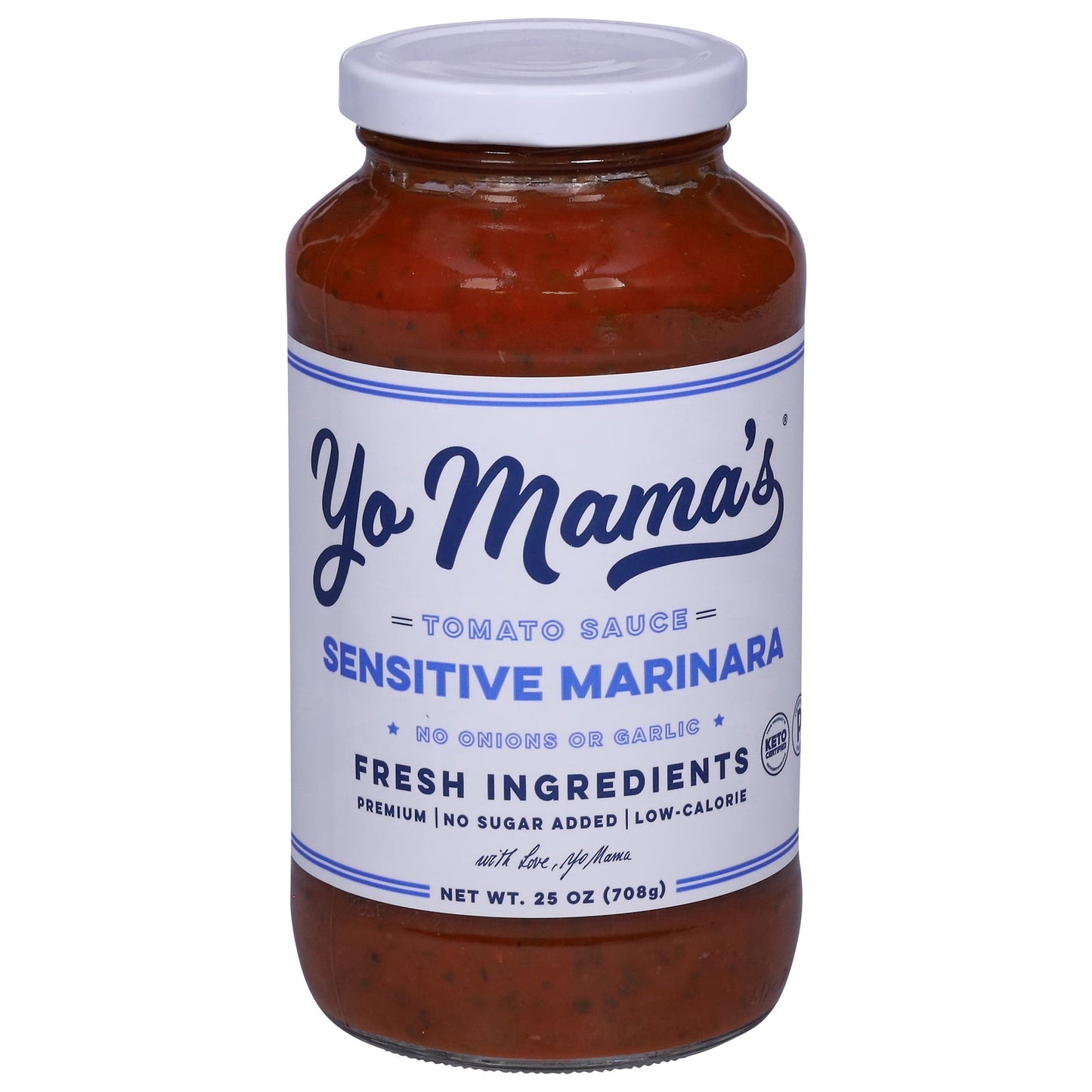 Yo Mama's Foods Sensitive Marinara Sauce - 6 x 25 oz - Low Acidity, Gluten-Free