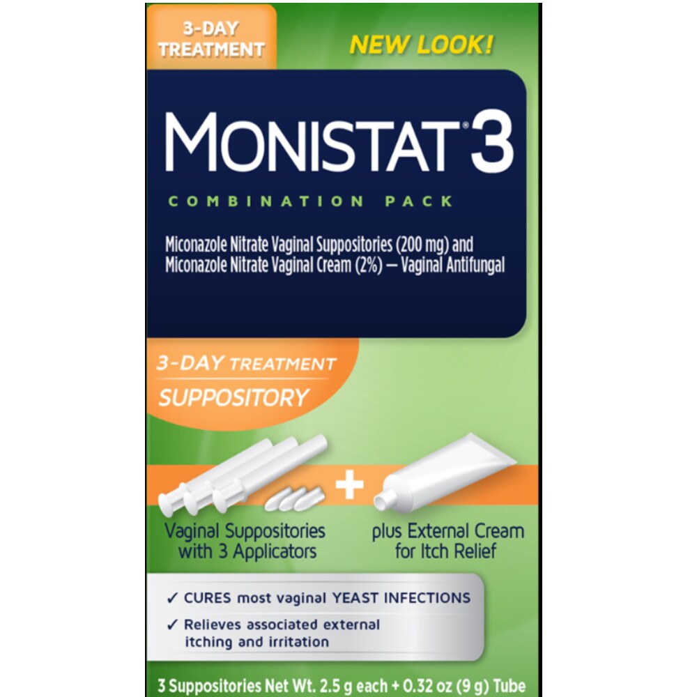 Monistat 3 Day Treatment Suppositor Treatment With Applicators +Itch Relief Cream 3Ct