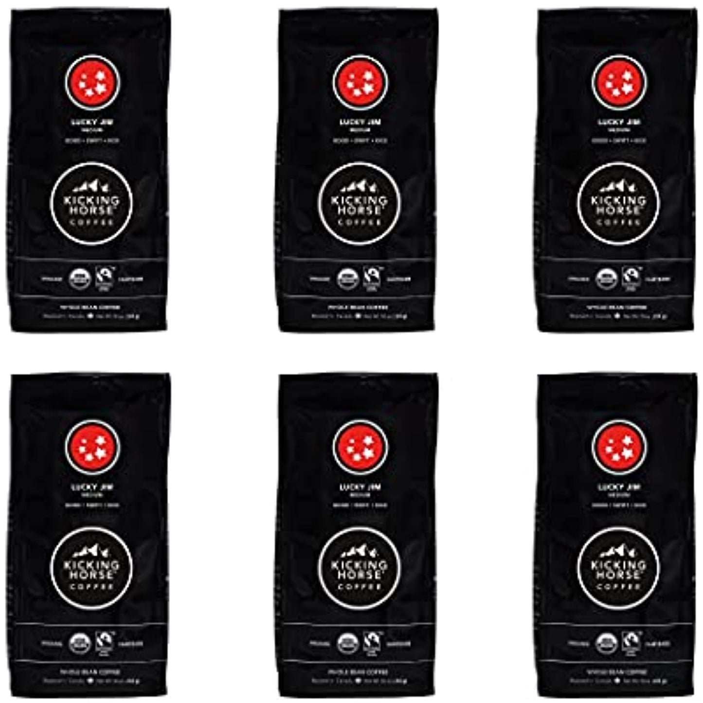 Kicking Horse Lucky Jim Whole Bean Coffee 6-Pack, 10 oz Each