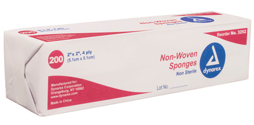 Non-Woven Gauze Sponges 4x4, 4 Ply, 200 Count - Non-Sterile Wound Dressing