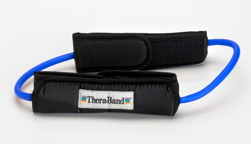 TheraBand Resistance Tubing Loop with Padded Cuffs - Blue - Intermediate/Advanced Exercise & Rehab