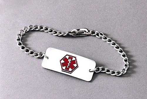 Penicillin Medical Alert Bracelet - Stainless Steel Engraved ID Jewelry - 8.5 Inch