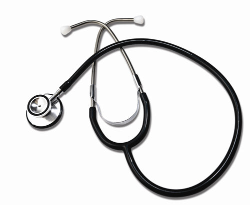 Black Dual Head Stethoscope - 22" Tubing - Chrome Binaural - Cardiology Grade