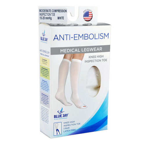 Anti-Embolism Stockings 15-20mmHg Below Knee, Inspection Toe, Small/Regular