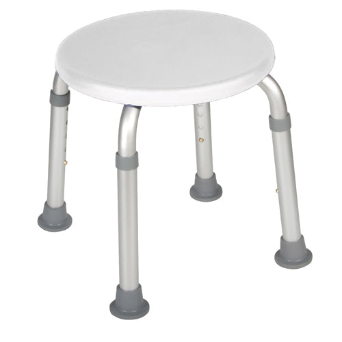 Drive Bath Stool - Round, White, Adjustable Height, Aluminum Frame, 300 lb Capacity