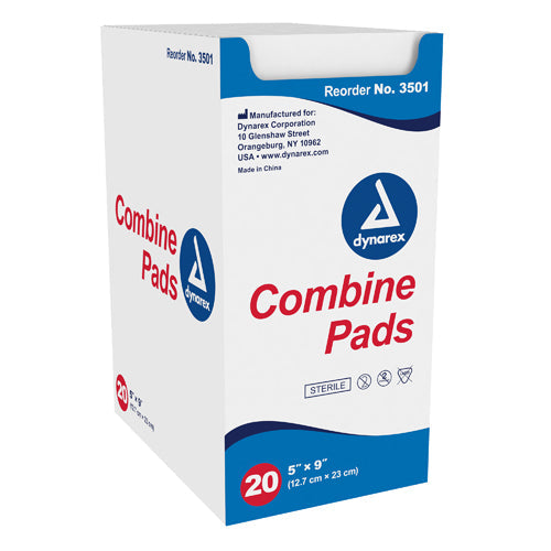 Sterile ABD Combine Pad 5 x 9 Inches - High Absorbency, 20 per Tray