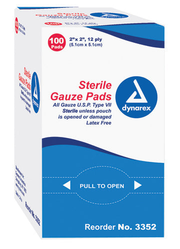 Sterile Gauze Sponges 2x2 - 12 Ply - 100 Count Box - Individually Wrapped for Wound Care