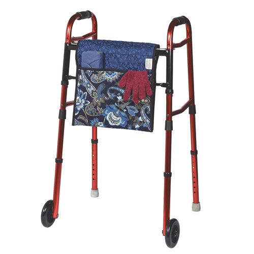 Quilted Walker Bag - Blue Print Double-Sided, Front & Back Pockets - 15.5 x 6.5 x 1.5